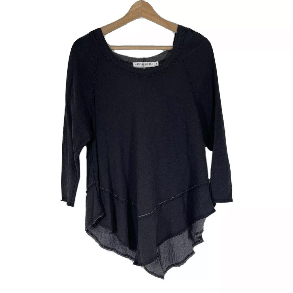 NWT Artisan de Luxe Pointele Hoodie Pullover Sweatshirt Asymmetric Gray Sz S